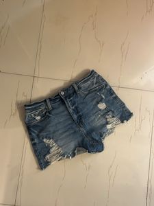 high waist ripped denim shorts