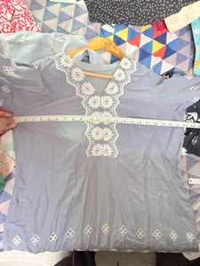 Elegant Grey Kurta with White Embroidery