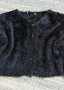 Fuzzy Cropped Cardigan,fur jacket
