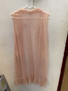 AND pink  Sheer Embroidered Sleeveless shrug