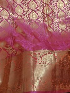 Vibrant Pinkish dual tone &amp; Gold Brocade Saree