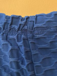 Blue Textured Leggings