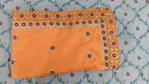 Orange Embroidered Saree