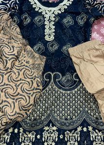 Beautiful Navy Blue Kurta Set with Dupatta