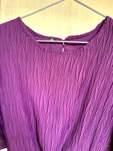 Women's Purple Embellished Bell Sleeve Top