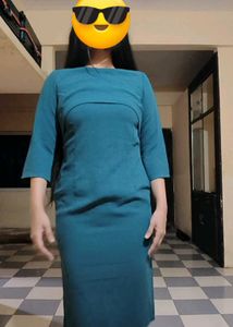 Teal 3/4 Sleeve Bodycon Dress