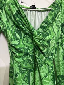 Green Swirl Print Dress