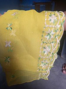 Vibrant Yellow Embroidered Dupatta