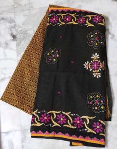 beautiful cotton embroidery saree