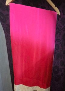 Stunning Pink Ombre Saree with Golden Border