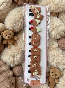 Cute Character Hair Clips – 5 Piece Set (Brown)