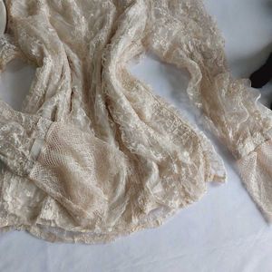 Elegant Lace Blouse with Puff Sleeves