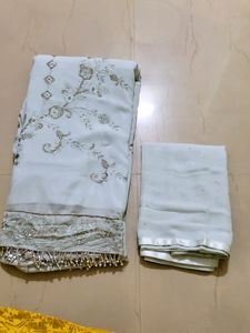 Semi Stitched Embroidery Suit Grey Colour