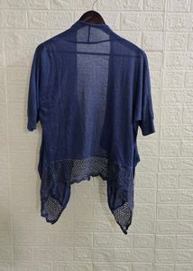Women's Blue Open Front Cardigan