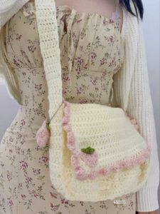 Handmade Crochet Bag with Floral Embellishments