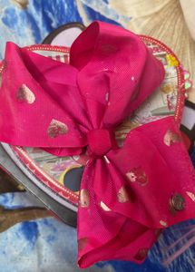 Bright Pink Heart Hair Bow