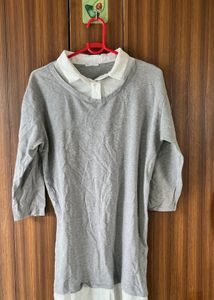Grey Layered Long Sleeve Top
