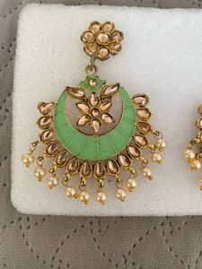 Elegant Mint Green Crescent Earrings