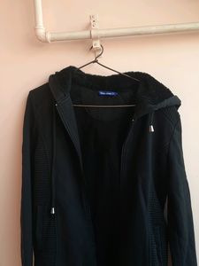 Imported Black Zip-Up Hoodie
