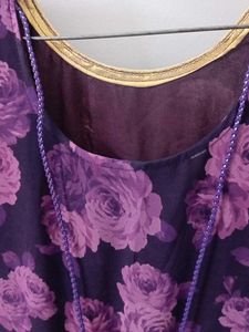 Purple Floral Printed Long Dress – Lightweight