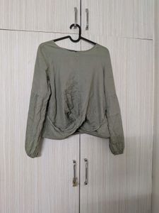 Olive Green Twist Front Top