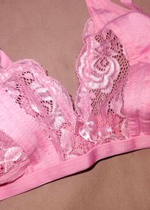 Pink Lace Trim Bra &amp; Panty Set