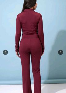 Burgundy Ribbed Knit Co-Ord Set
