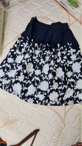 Harpa Blue Flower Print Skirt