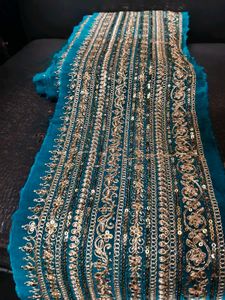 Elegant Teal Sequined Fabric