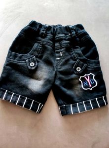 Kids Black Knee Length Denim  Stretchable 🖤
