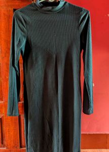Ribbed Turtleneck Long Sleeve Dress