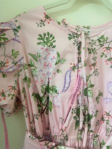 Charming Pink Floral Puff Sleeve Dress