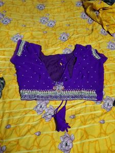 Elegant Purple Beaded Saree Border