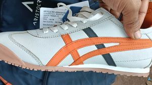 Asics Onitsuka Tiger White &amp; Orange Sneakers