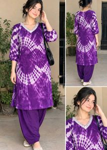 Vibrant Purple Tie-Dye Kurta Set