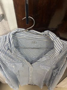 Blue Striped Button-Up Shirt