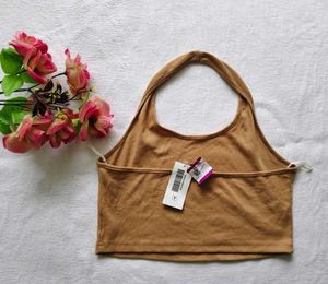 Shein : Trendy Brown Crop Tank Top
