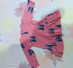 Cute Pink Cat Print Top