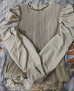 Elegant Pleated Puff Sleeve Top