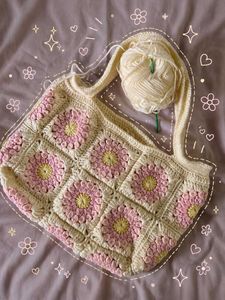 Handmade Crochet Flower Tote Bag