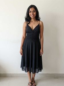Fancy sleeveless Strappy Imported Black Dress