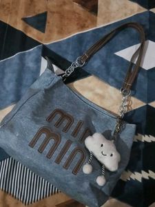 Savana Denim Shoulder Bag with Cloud Charm