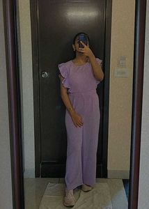 Lavender Jumpsuit with Ruffle Sleeves