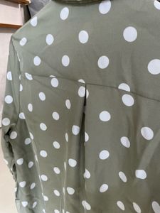 Green Polka Dot Button-Up Shirt