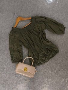 Olive Green Off-Shoulder Top