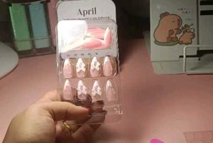 Elegant French Tip Bow Nails &amp; jhumka