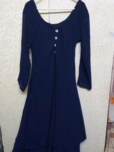 Navy Blue Frilled Gown