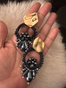 Black faceted crystal Drop Earrings
