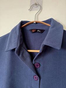 Navy Blue Top with Collar