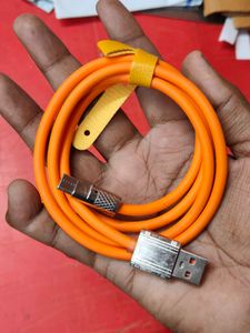 Orange Silicone USB to Type-C Charging Cable with